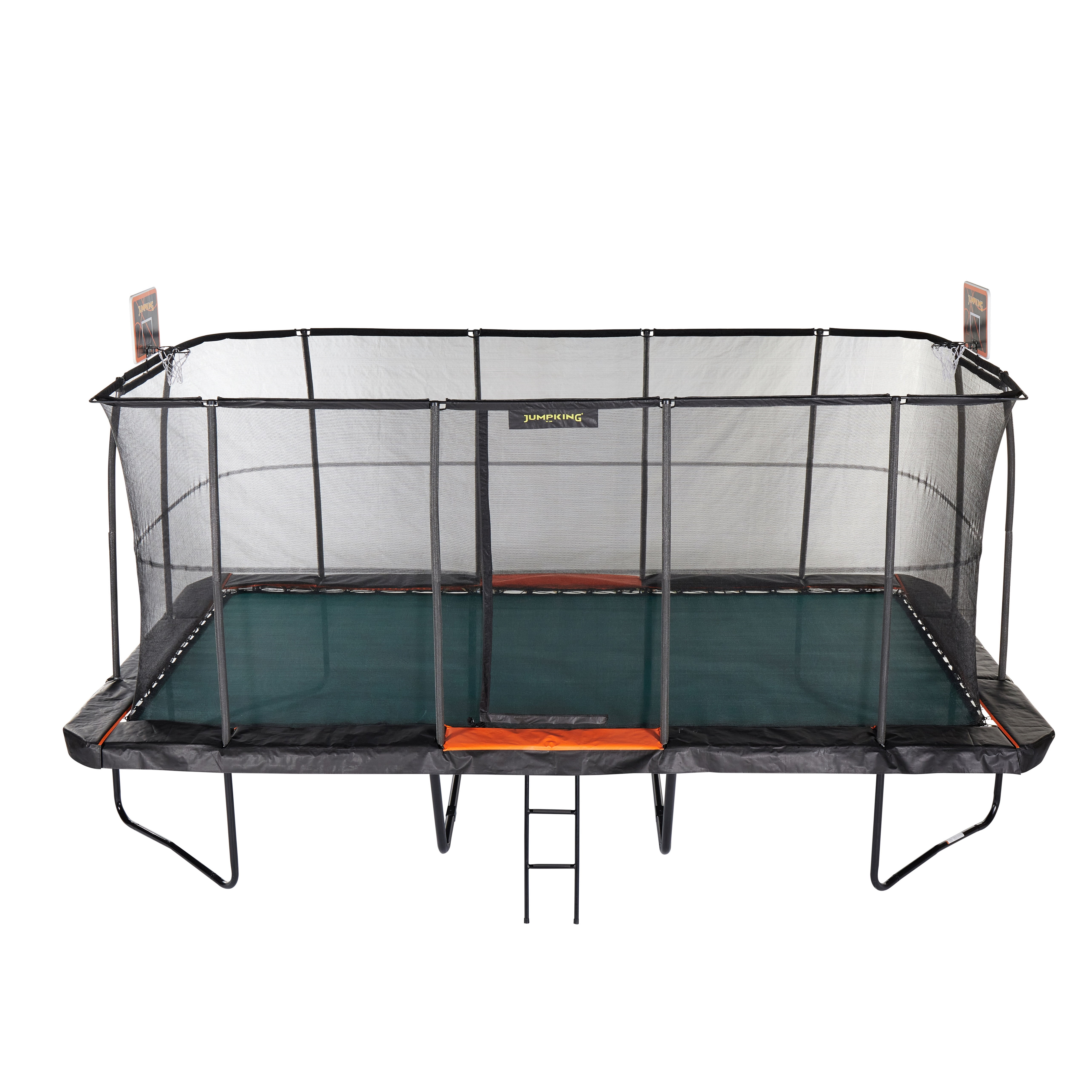 JumpKing 10’x18’ Rectangular Trampoline with 2 Basketball Hoops