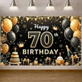 thumbnail image 3 of Golden Glitter 70th Birthday Banner Black Gold Display Royal Crown Balloon Decor Golden Anniversary Backdrop for 70th Birthday Party Senior Anniversary Family Gathering, 3 of 9