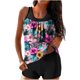 thumbnail image 2 of Trajes de baño Amzcrzy Tankini para mujer, bikini de control de abdomen para mujer, traje de baño conservador de cintura alta, estampado de moda, traje de baño de dos piezas multicolor, XL, 2 of 6
