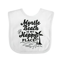 Inktastic Myrtle Beach is My Happy Place with Palm Trees Boys or Girls Baby Bib