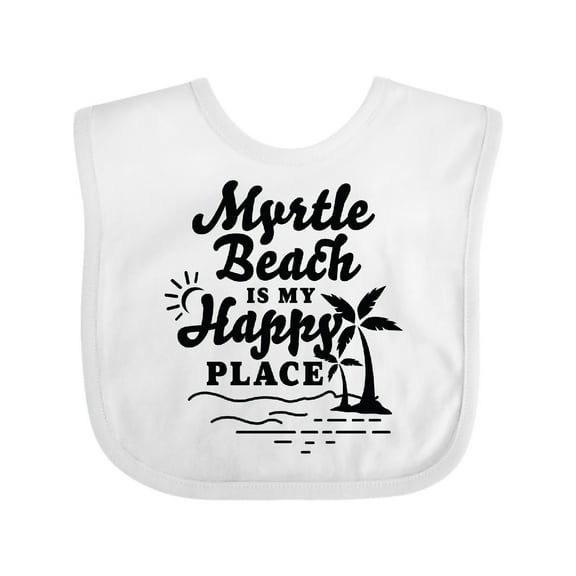 Inktastic Myrtle Beach is My Happy Place with Palm Trees Boys or Girls Baby Bib