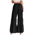 thumbnail image 4 of Sevevn Women's Solid Color Fashionable Pleated Hem Loose Skirt Pants Style Pants Black L Sales Today Clearance, 4 of 6