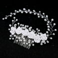 thumbnail image 6 of opolski Bridal Hair Comb Headpiece Faux Pearl Rhinestone Fake Flower Rhinestone Decor Luxury Anti-slip Lightweight Photo Prop Prom Party Wedding Hair Styling Tool Hair Accessories White, 6 of 7