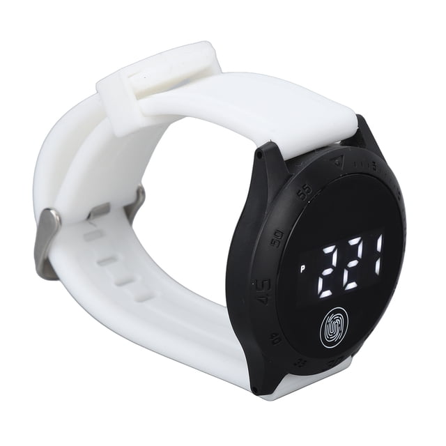 Montre Digitale LED, Montre Digitale Tactile pour Étudiants Coque Noire Bracelet Blanc
