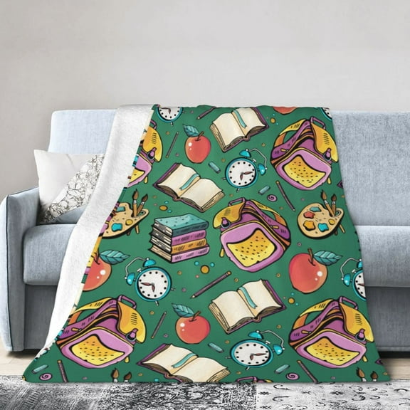 Back To School Blanket Gifts For Kids Adults - Lightweight Throw Blanket For Bedroom Living Room Decor Soft Fuzzy Fleece Cozy Plush Bed Couch 60"X50"