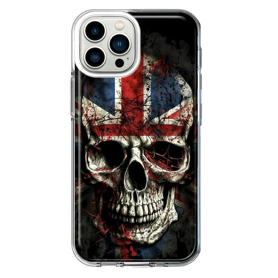 MUNDAZE Apple iPhone 11 Pro Max Shockproof Clear Hybrid Protective Phone Case British UK Flag Skull Cover