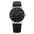 thumbnail image 2 of Men Watches Simple Business Analog Alloy Vintage Quartz Watch Arabic Number Strap Minimal Round Dial Classic Black Leather Strap, 2 of 3