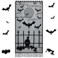 thumbnail image 1 of 2 cortinas de encaje negras con forma de murciélago y telaraña para Halloween, decoración de puerta espeluznante para fiesta de Halloween, decoración del hogar (40 x 84 pulgadas/101 x 213 cm), 1 of 4