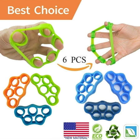 Hand Grip Strengthener, Finger Exerciser, Grip Strength Trainer (6 PCS) New MATERIAL Forearm Grip Workout, Finger Stretcher, Relieve Wrist Pain, Carpal Tunnel, Trigger (Best Hand To Hand Combat Training)