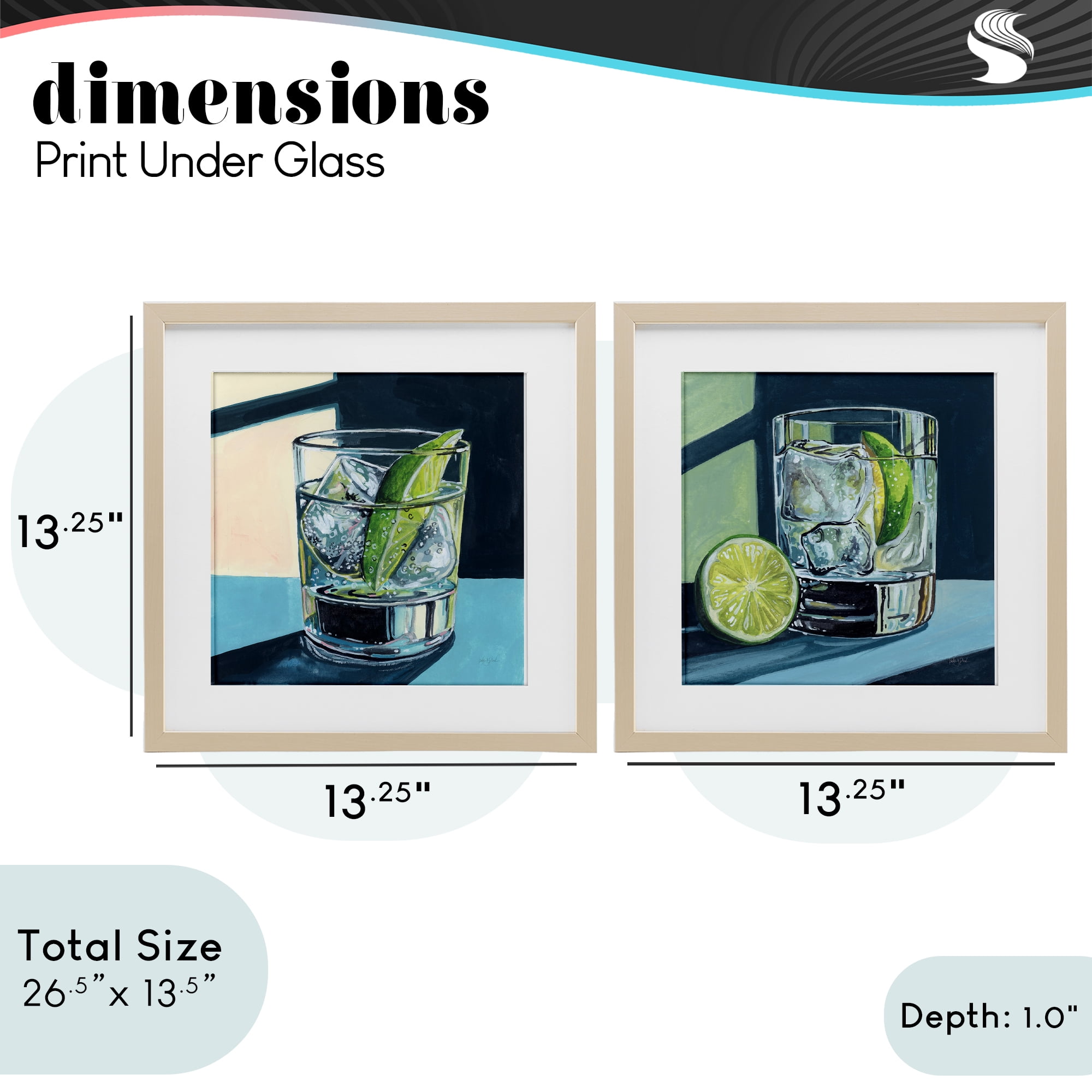 Stupell Industries Strong Gin Tonic Cocktail 2 Piece Birch Framed Print Under Glass Set, design by Kate Jarvik Birch
