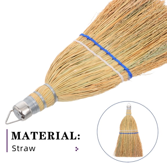 OUNONA Handheld Straw Whisk Broom for Outdoor and Indoor Use Patio Garage Cleaning