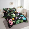 thumbnail image 3 of Homewish Kawaii Colorful Dinosaur 7-Piece Bedding Comforter Set for Children Teens Girls,Cute Animal Dino King Bedding Sets,Floral Butterfly Ultra Soft Bed Sheets,Super Cozy Room Decor,Reversible, 3 of 8
