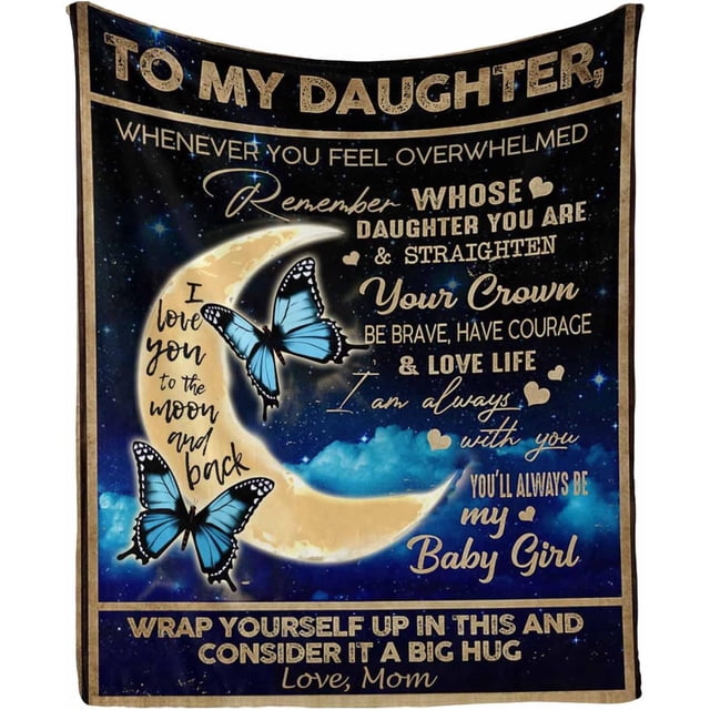 LHSHID Personalized Lover Name Message Text Blanket to My Daughter from Mom and Dad You'Ll Always Be My Baby Girl Hug Blanket Warm Bed Throws