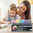 thumbnail image 6 of Ampiyan 2-Pack Double-Tip 24-Color Highlighter Marker Pens, 3ml Watercolor Fine & Broad Nib Metal Body Hand Painting, Drawing, Illustration - Bright, Blendable, No Fade Ink for Artists & Professionals, 6 of 7