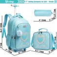 thumbnail image 2 of Children‘s Wheeled Backpack Bag Set with Lunch Box School Rolling Backpack Bag with Wheels School Trolley Backpack Bag for Girls GC, 2 of 7