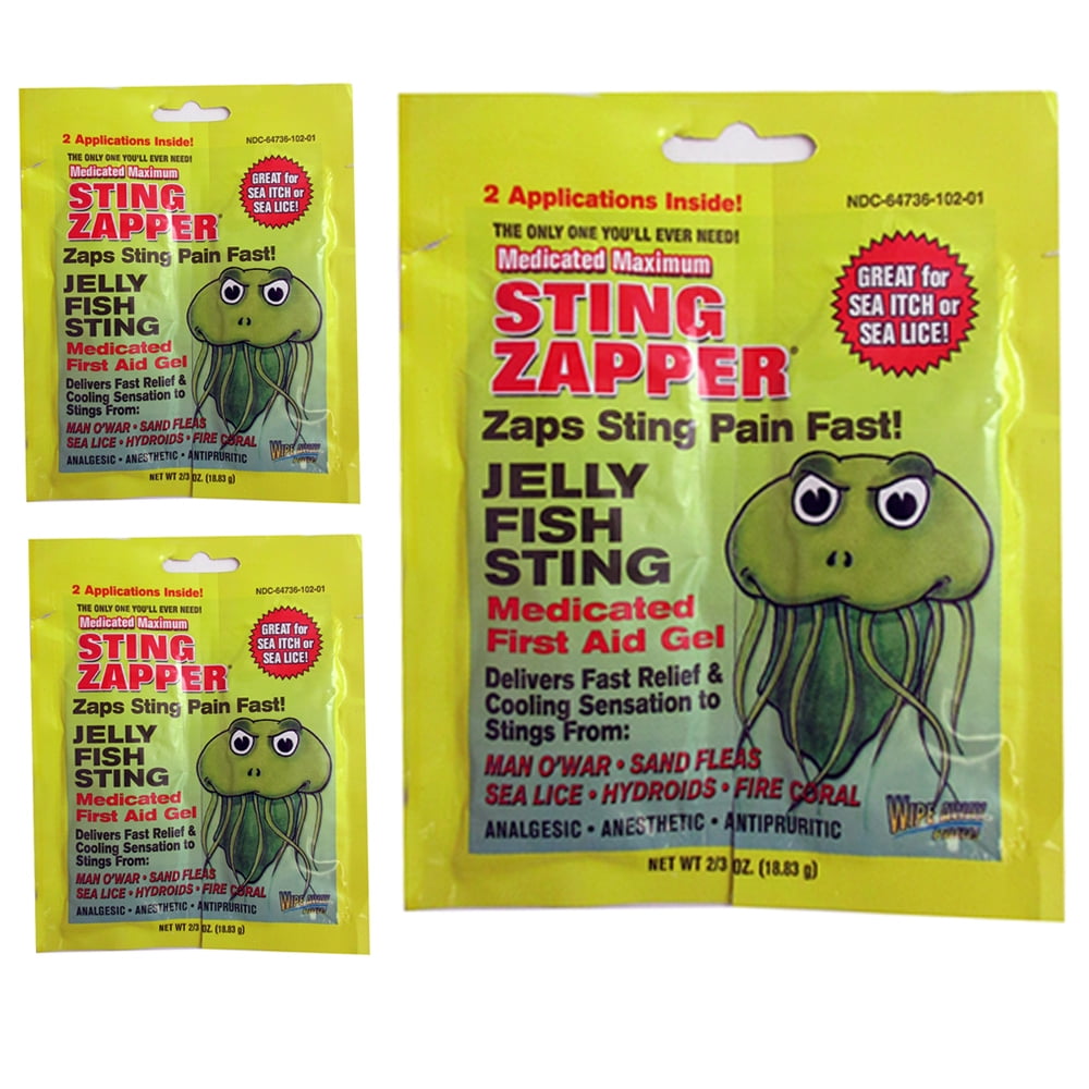 6 PC Sting Zapper Jellyfish Sea Life First Aid Medicated Gel Wipe Fast