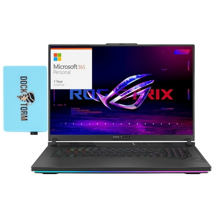 ASUS ROG Strix G18 Gaming Laptop (Intel i9-13980HX 24-Core, 18in 240 Hz Wide QXGA (2560x1600), GeForce RTX 4070, 32GB DDR5 5600MHz RAM, Win 11 Pro) with Microsoft 365 Personal , Dockztorm Hub