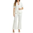 thumbnail image 2 of INSPIRE CHIC Outfit Women's 2 Piece Suit Set Notched Lapel Blazer Layered Dress Outfit M White, 2 of 6