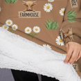 thumbnail image 3 of Oversized Wearable Blanket Hoodie,Brown Highland Cow Flower Grass Pattern Sherpa Blanket Hoodie with Super Pockets,Super Warm Fuzzy Pullover for Women & Men, 3 of 6