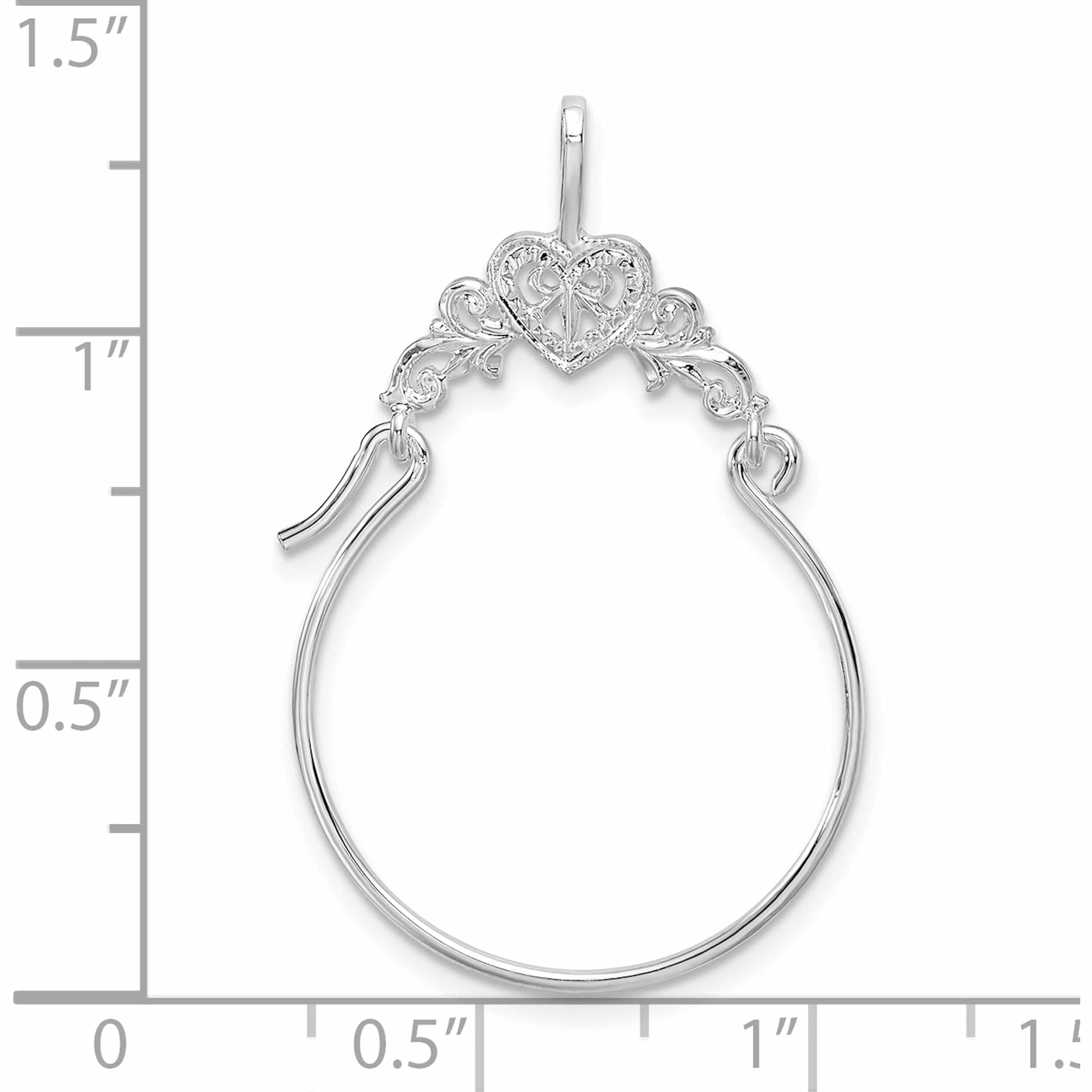 Sterling Silver Polished Heart With Scroll Charm Holder Made In United States -Jewelry By Sweet Pea