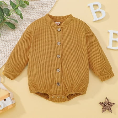 

NIUREDLTD Baby Girls Boys Winter Long Sleeve Solid Thickened Warm Romper Tops