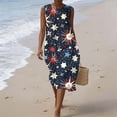 thumbnail image 5 of 4th of July Dresses for Women Summer Cotton Crew Neck Sleeveless Tank Dress Independence Day Print Beach Long Dresses with Pockets, 5 of 9