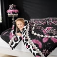 thumbnail image 3 of meiyoeat Pink Leopard Print Monogrammed Full Size Comforter Sets For Girls,Cheetah Personalized Initial A Full Size Comforter Sets For Women,black Reversible,3pcs, 3 of 7