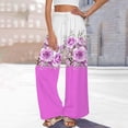 thumbnail image 2 of YUANGUANST Womens Dress Pants Womens Wide Leg Palazzo Pants Boho Floral 2025 Summer Beach Culottes Flowy Casual Trousers For Vacation Business Work Casual Pants, 2 of 4