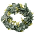 thumbnail image 1 of Corona de eucalipto para decoración de granja, corona verde para puerta de entrada, corona artificial de granja, corona de vegetación de primavera y verano, 1 of 7