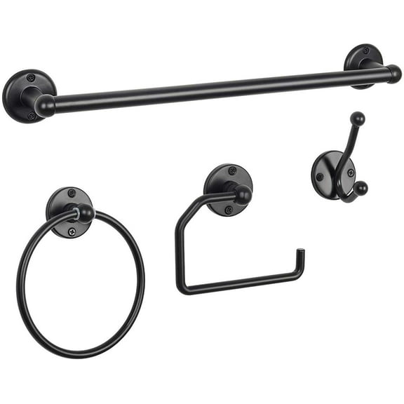 4 Piece Towel Bar Set Bath Accessories Bathroom Hardware Set, Black