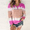 Hot Pink, variant on Fashion Women Tops,Casual Long Sleeve Crew-Neck Color Block Tie-Dye T-Shirt,Loose Round Neck Tee Tops (S-5XL)