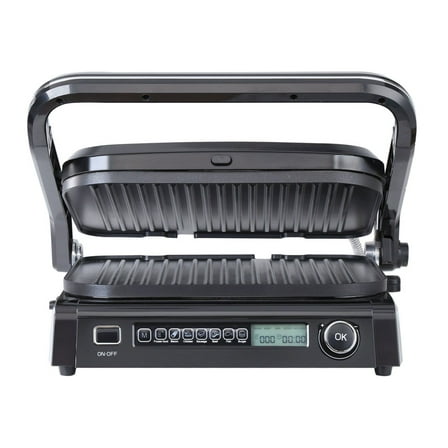 Electric Griddle 14.4 Inch, 1800W Indoor Grill, Stainless Steel Teppanyaki, Non-Stick Plate, Adjustable Temp 0-446°F, 7 Programs