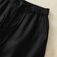 thumbnail image 4 of JGGSPWM Women's Wide Leg Cotton Linen High Waisted Elastic Pleated Casual Loose Bermuda Shorts Black L, 4 of 8