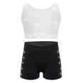 thumbnail image 3 of Hansber Kids Girls Gymnastics Outfits Sparkle Star Rhinestones Crop Top with Dance Shorts Set Activewear White Black 14, 3 of 8