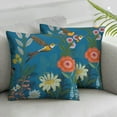 thumbnail image 2 of Nawypu  Decorative Pillow Covers for Couch Victorian Colorful Celebration Vintage Engraving Floral Begonia Colibri Pattern Exotic Fern Blue Decorative Square Pillow Covers for Couch 2pcs, 2 of 6