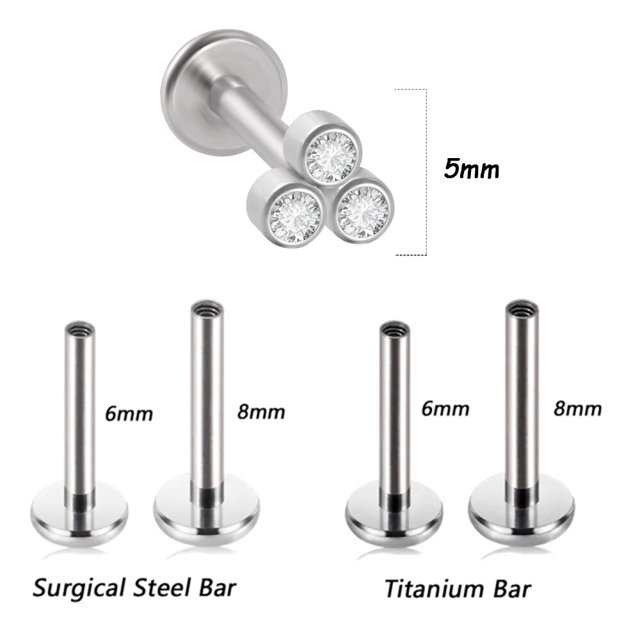 1PC G23 TitaniumSteel 16G CZ Gem Moon Labret Lip Bar Ring Crystal Flower Ear Cartílago Tragus Helix Piercing Tornillo Fit Top 16g Tan Jianjun unisex