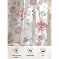 thumbnail image 6 of Sheer Curtains 108 Inches Long, Pink Rose Semi Sheer Curtains Light Filtering Window Treatment, Modern Simple Romantic Flowers Floral Leaves Privacy Voile Drapes for Living Room Bedroom 52x108 Inch, 6 of 7