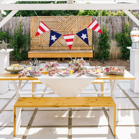 Amélioration de la Maison Drapeau de la Fête de l'Indépendance des USA Drapeau de la Fête du 4 Juillet Cheminée Décorative Thème Rouge Blanc Bleu Fournitures de Décoration de Fête Essentiels pour la Maison