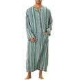thumbnail image 2 of INSPIRE CHIC Men's Nightshirt Striped Long Sleeve Button Closure Two Pockets Sleepshirts M Green, 2 of 4