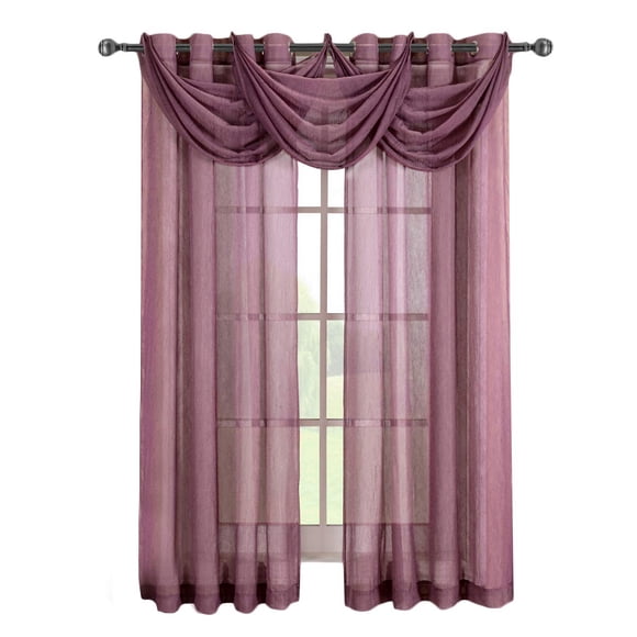 Royal Hotel Abri de Literie Aubergine Oeillets Rideau Transparent Broyé Panneau 1 Pce Seulement, 50 X 84 Pouces