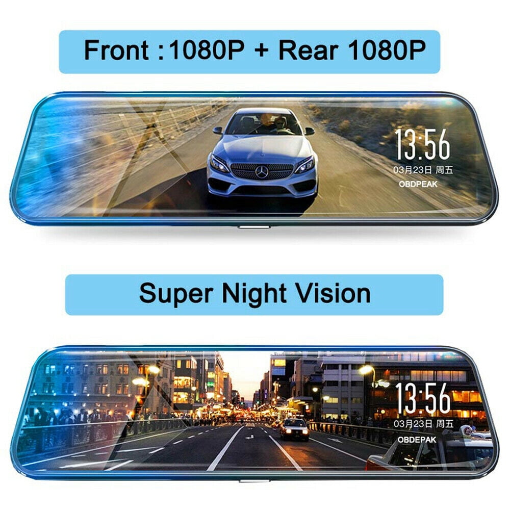 10/'/' Dual Lens HD Car DVR Recorder Rear View Mirror Camera Dash Cam Night Vision