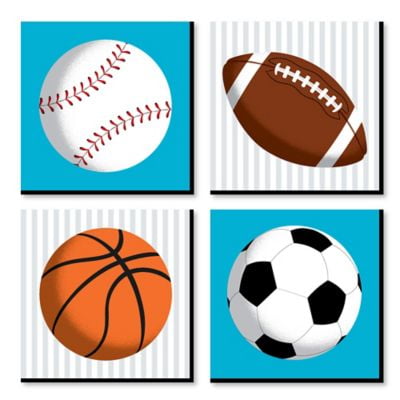 Rooms To Go Kids Reviews Go, Fight, Win - Sports - Kids Room, Nursery Décor and Home Décor - 11 x 11 inches Nursery Wall Art - Set of 4 Prints for Baby’s Room ()