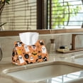 thumbnail image 5 of COEQINE Facial Tissue Cover PU Leather Tissue Paper Dispenser Rectangle Tissue Case Dispenser Organizer for Home Kitchen, Office, Car, Outdoor Tent, Hotel, Halloween Ghost Pumpkin Bat Orange, 5 of 7