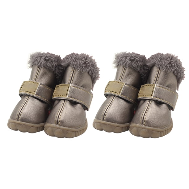 Billuyoard 4pcs zapatos para mascotas botas de nieve impermeables cuero de la PU calzado de invierno para mascotas Ropa para mascotas plata tipo 3 Billuyoard PT000057-23B