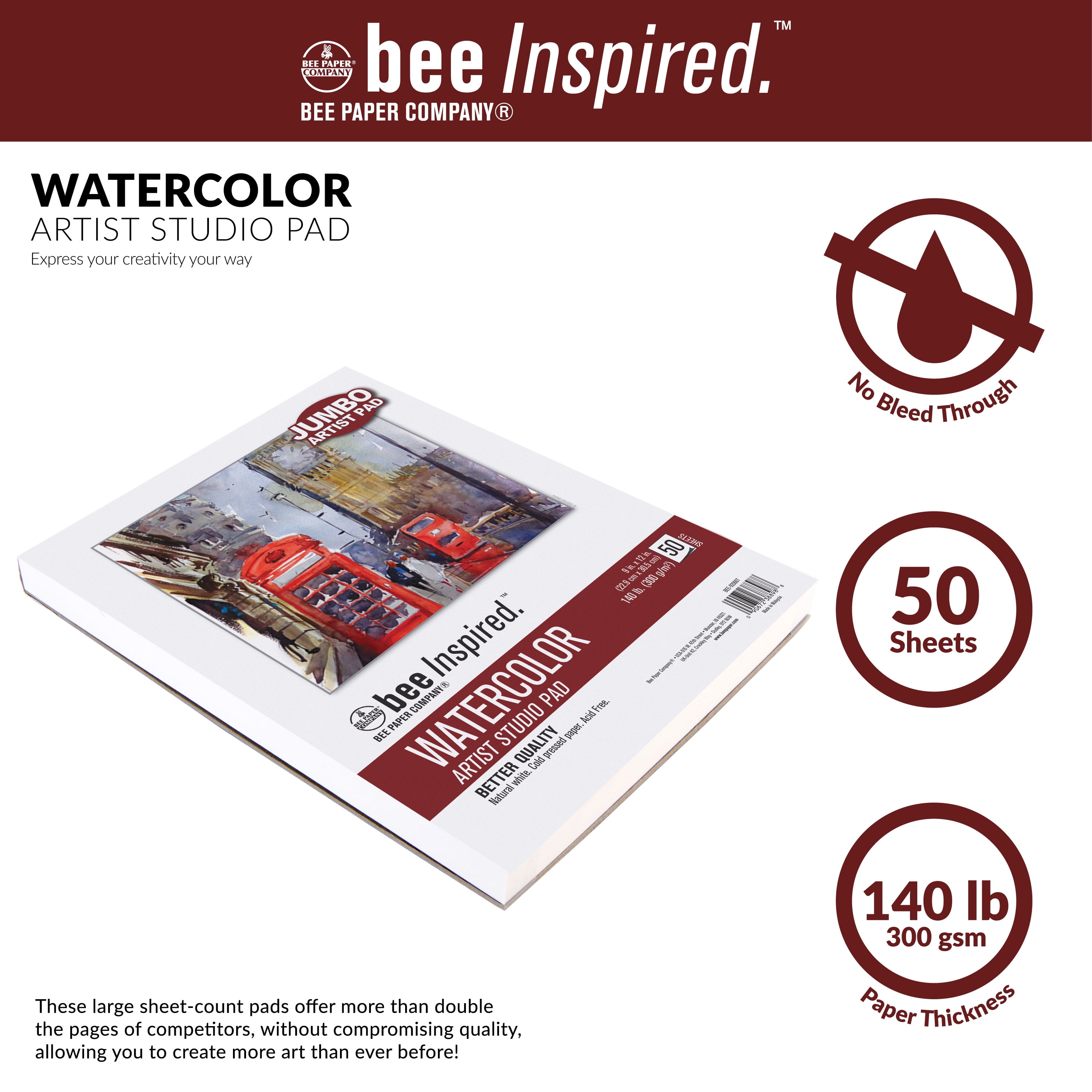 Cold Press Watercolor Paper – 90 lb. – Bee Paper