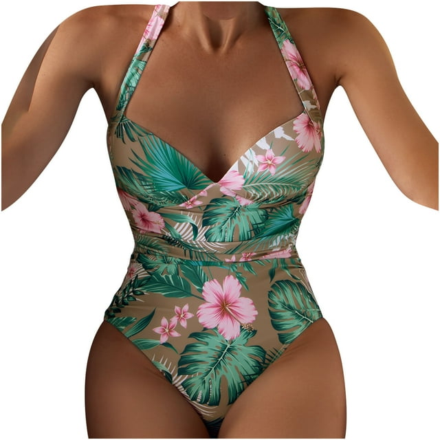 Traje de baño de una pieza para mujer, conjuntos de bikini para mujer, trajes de baño de color liso para mujer, trajes de baño de cintura alta para mujer