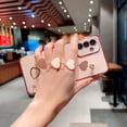 thumbnail image 2 of Compatible with Samsung Galaxy A14 5G Phone Case Women Luxury Plating Cute Love Heart Case with Heart Chain Bracelet Strap Soft Case for Galaxy A14 6.6 inch (Pink), 2 of 11