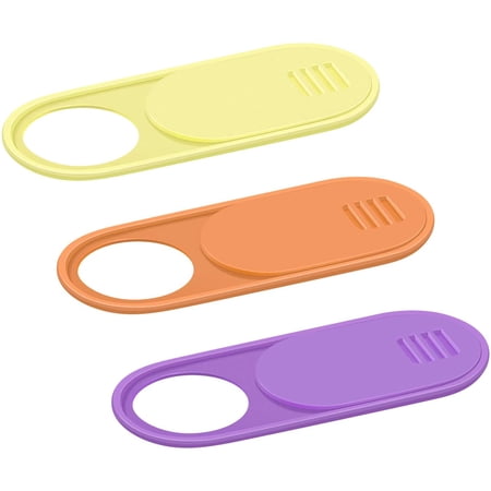 Laptop Camera Cover Slide 0.028-Inch Ultra-Thin Webcam Cover Blocker for MacBook, iMac, Laptop, Desktop, PC, iPad, Smart Phone Protect Your Privacy and Security（Orange/Yellow/Purple-3 Pack）
