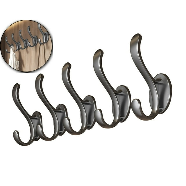 Dvruxg Wall Mounted Coat Hooks 5 Pack Heavy Duty Hardware Robe Hooks Decorative for Single Hanging Coats Towel Cubicle Classroom Kitchen Bath Backpack Hat Hook
