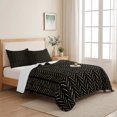 thumbnail image 5 of Twin XL Quilt Set 68''x98'', Black Yellow Geometric Lightweight Summer Bedspread Coverlet Set with 2 Pillow Shams, Modern Abstract Art Striped Breathable All Season Quilt Bedding for Dorm/Guest Room, 5 of 9